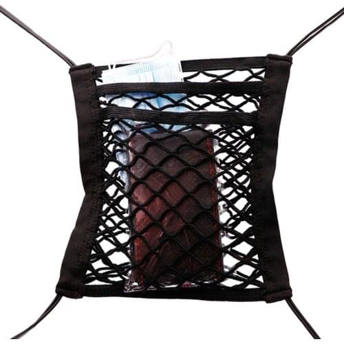 Universal Elastic Car Seat Mesh Net Trunk Cargo Luggage Storage Bag Holder 3 Layers Pocket Car Accessories