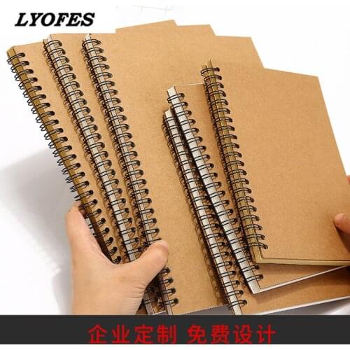 Vintage A5 Kraft Paper Notebook Spiral Coil Daily Handmade Journal Memo Graffiti Blank Sketchbook Notepad Planner Organizer Book