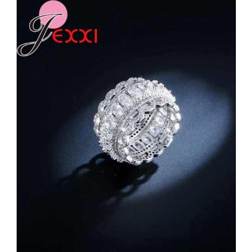 High Quality Luxury Rings For Women With Austrian Crystal 925 Sterling Silver Hollow Out Wedding Bands Ring Jewelry