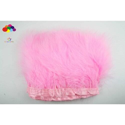 2 meter high quality turkey feather pink trim ribbon 15-20cm/6-8inch wide for skirt wedding dress party DIY crafts carnival