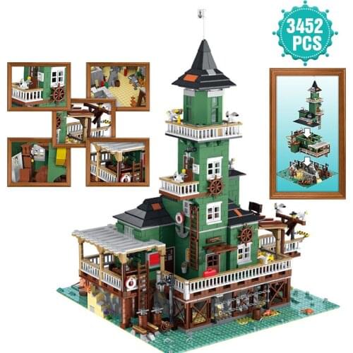 High-tech Ideas Street Architecture Building Block Light House Bricks Assembly Toys Birthday Christmas Gift For Adult