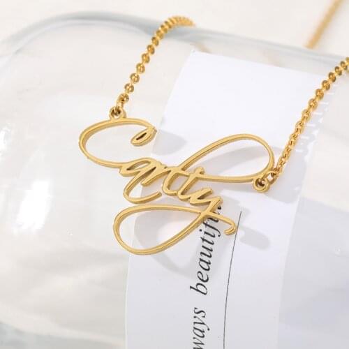 Custom Cursive Necklace For Women Mans Personalized Choker Stainless Steel Pendant Couple Best Jewelry Gifts 2020 Drop Shipping