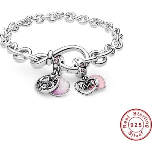 100% 925 Sterling Silver Pan Bracelet Eternity Symbol Flower Knot Chain New DIY Luxury Woman Romantic Temperament