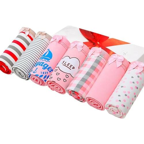 ZJX 7Pcs/Lot Women Underwear Cotton Every Weekdays Sexy Ladies Panties Cute Printed Briefs Lingerie for Women Size XL XXL