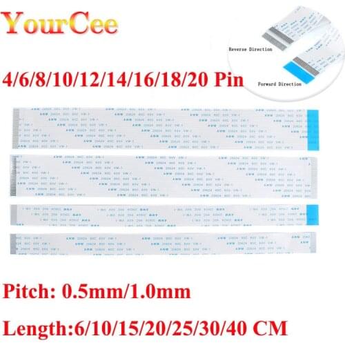 10PCS FPC FFC Ribbon Flexible Flat Cable 4/6/8/10/12/14/16/18/20 Pin Pitch 0.5MM 1.0MM A-Type Wire Length 6/10/15/20/25/30/40 CM
