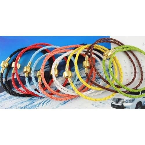 150PCS Mixed colour/Golden double leather Charm bracelets #20135