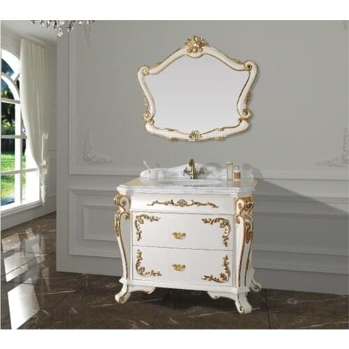 2017 Solid oak wood bathroom cabinet with sink and benchtop and mirror bathroom furnitures AS1014