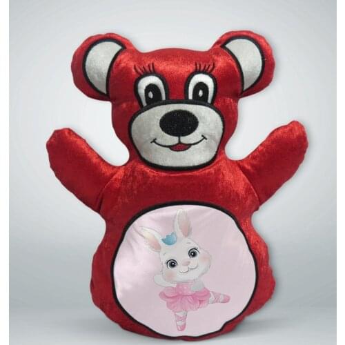 BK Gift Sweet Rabbit Design Red Teddy Bear Yastık-1