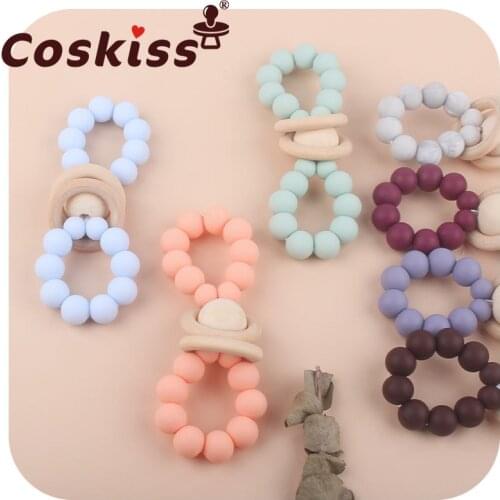 Coskiss Wooden Rattles For Kids Montessori Baby Toys Educational Toys Bed Bell Wood Ring Sensory Baby Gym Toy Chew Teether