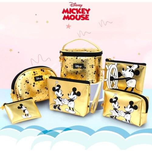 Disney Mickey Minnie Travel Multi-Function Makeup Bag Lipstick Makeup Brush Storage Female Portable High Capacity Female Bag