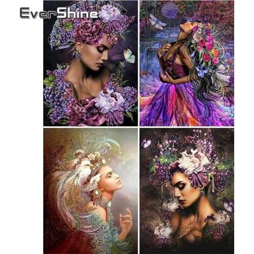 EverShine Diamond Painting Portrait Art 5D DIY Mosaic Diamond Embroidery Woman Full Square Picture Of Rhinestones Wall Decor