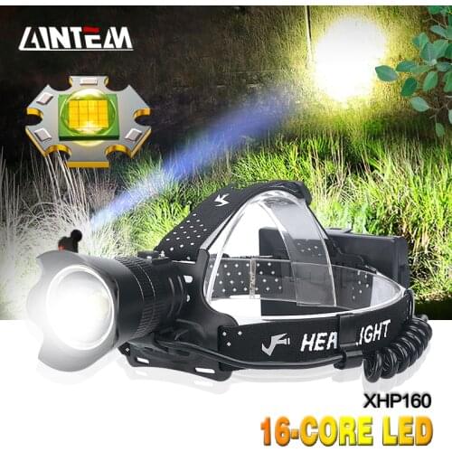 Power XHP160 16Cores LED Headlamp 18650 USB Rechargeable Head Lamp Zoomable Headlight Head Torch Flashlight for Outdoor Fishing