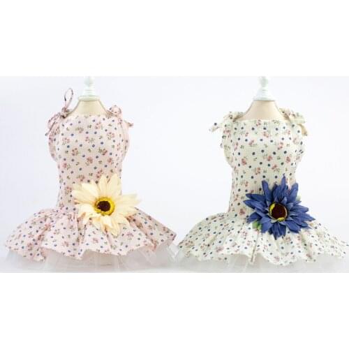 Cotton Girl Pet Clothes Dog Summer Dress Pet Dog Skirts