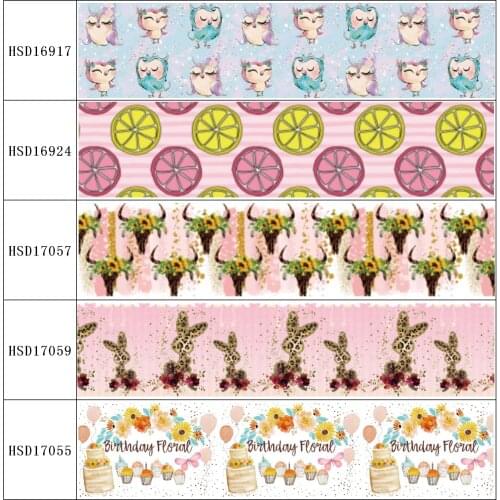 HSDCraft Free shipping 25MM 38MM 75MM Heat Transfer Printed Grosgrain ribbon for diy hair bow