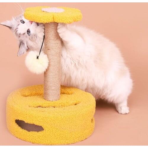 Cat Toys Scratching Post with ball Sisal Rope Scratcher Tree Tower Wood Turntable Ball Kitten Climbing Frame para gatos Supplies