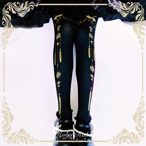 Gothic Lolita Printed Pantyhose Secret Yin and Yang Printed Pantyhose for Women by Ruby Rabbit