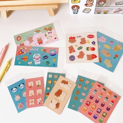 Korean Cartoon Sports Bear Girl Sticker DIY Scrapbooking Junk Journal Stationery Mobile Phone Computer Trolley Case Decoration