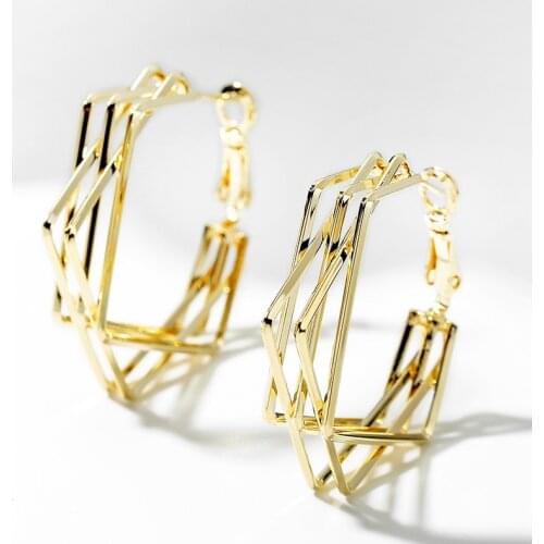 Cool Female Geometry Hoop Earring Classic Sterling Silver Gold Earrings For Women Trendy Bridal Wedding Earrings