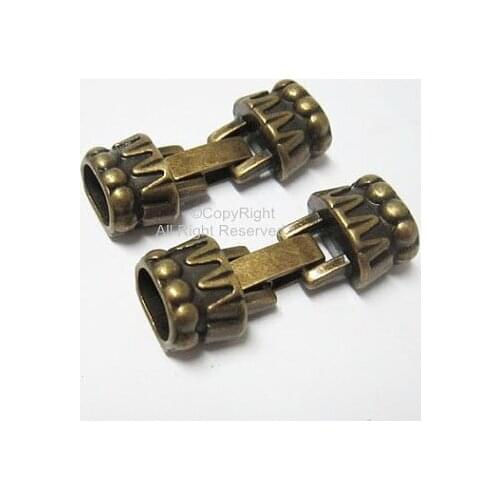 Licorice leather clasp 10x6mm Antique bronze Dots lace Spike Licorice clip clasp -LC26B