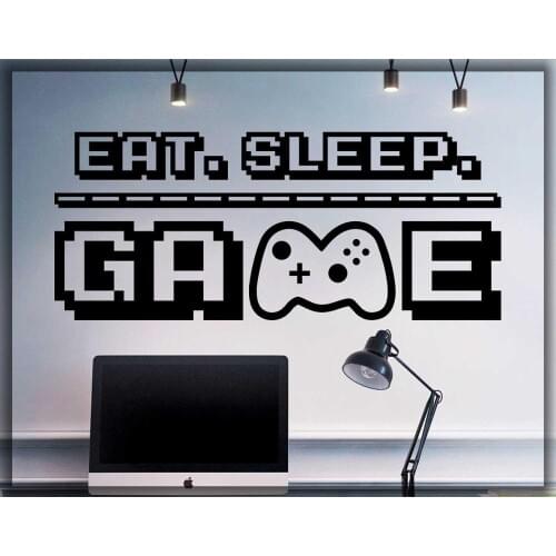 Eat Sleep Game Wall Decal X-box PS4 game Gamer Room decoration removeable vinyl Playroom sticker teens Room Decor Mural G534