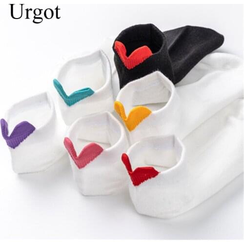 Urgot 5 Pairs Socks Women Spring Summer Three-Dimensional Heart Love Low Cut Socks Simple College Style Ladies Boat Socks Cotton