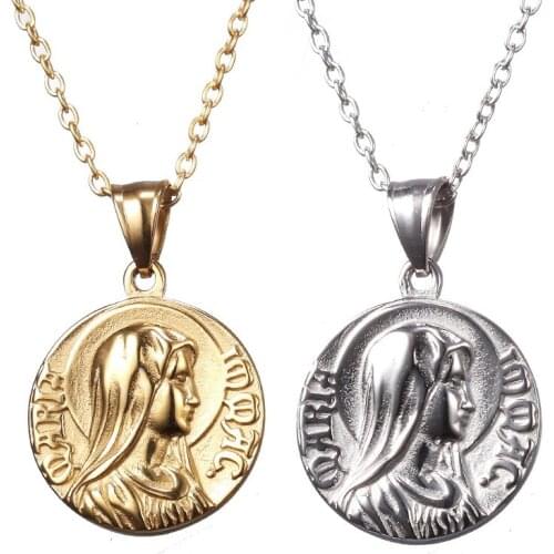 Holy Virgin Mary Necklace Religion Dainty Christian Chain Pandent Necklace Man and Women Christian Jewelry