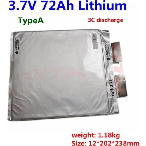 Rechargeable 3.7V 72Ah Lithium battery 3.7V 72ah lipo cells 3C discharge for diy ebike motorcycle battery pack 12V 24V 48V 60V