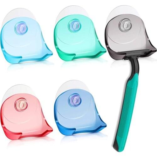 Plastic Shaver Holder Washroom Wall Sucker Suction Cup Hook Razor Bathroom Shaver Hanging Rack Clear Storage Shelf