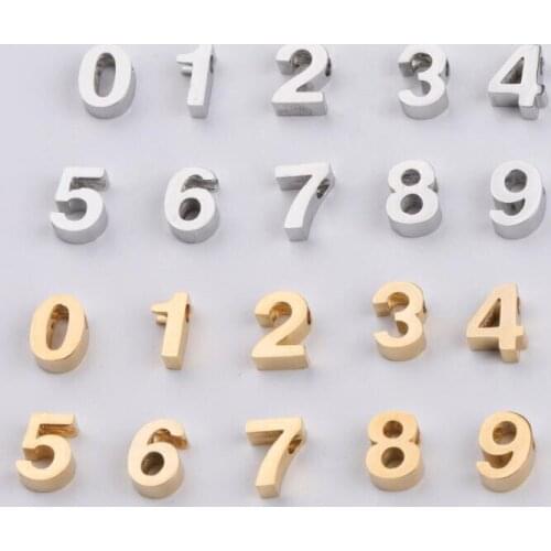 Lucky Alphabet Letter Charms Stainless Steel 0-9 Number Necklace Pendant Bracelet Accessory Cartoon Charm for Jewelry Making