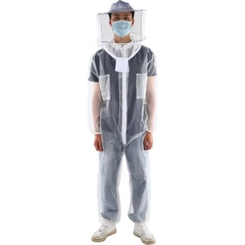 Beekeeping Suit Anti Bee Biting Transparent One-Piece Nylon Mesh Beekeeping Suit Bee Clothing Clothes Supplies Beekeeper