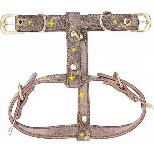 Dog Cat Harness Pet Vest Leather Leash Collar Set Clothes Classic Print Puppy Harness for Cat XS-XL Small Dog Adjustable D14