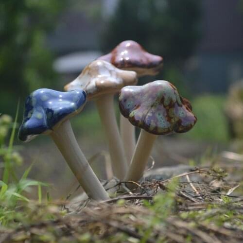 Garden Decoration Mushroom Ceramics Flower Plug Outdoor One Piece