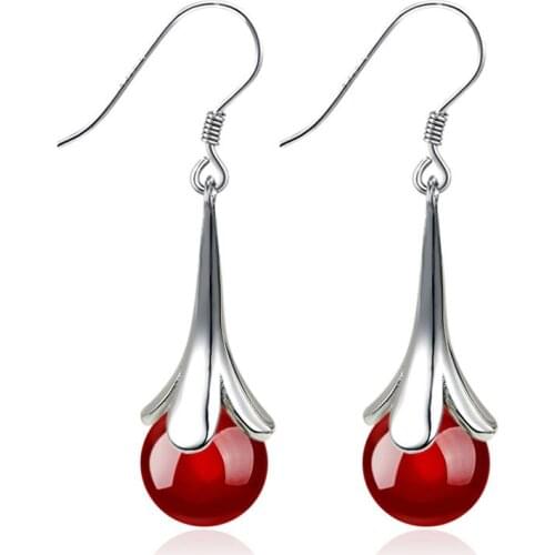 ZHOUYANG Drop Earrings For Women Vintage Chinoiserie Lace Red Black White Round Crystal Silver Color Gift Fashion Jewelry KBE309