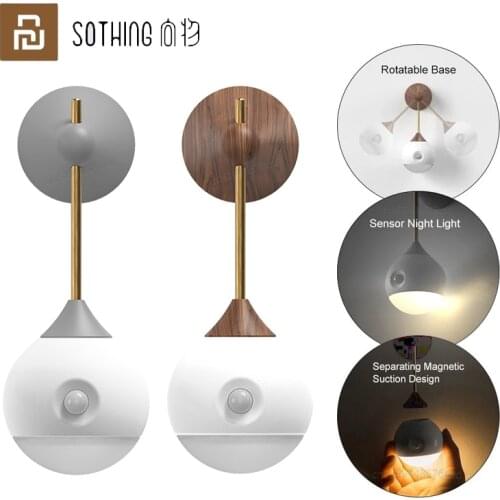 Sothing Sunny Smart Sensor Night Light 120 Degrees Infrared Induction USB Charging Movable Night Light Smart Home