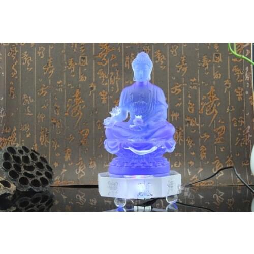 GOOD figure Buddha HOME efficacious Talisman Protection # Retro Tibetan Medicine Guru Buddha Colored Glaze crystal Buddha statue