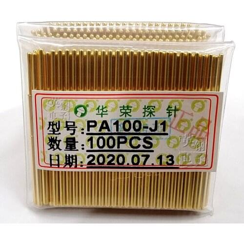 Huarong Probe PA100-J1 Test Needle 100MIL Gold Finger 1MM Head Spring Needle 33MM Long Gold-plated Head