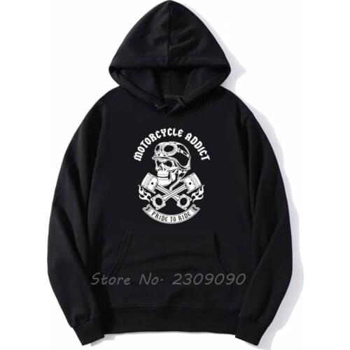 Fashion Cotton Hoodie Motorcycle Addict Piston Skull hoodies Hip Hop Men Fleece Hoodies Sweatshirt Spring Autumn Streetwear