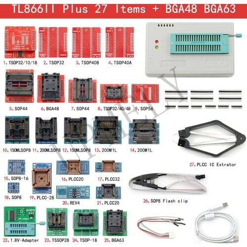 V10.9 TL866II Plus Universal Bios Programmer+ 27 Item TL866 PIC Bios with TSOP48 to DIP48 Adapter for RT809F RT809H Mini Smart