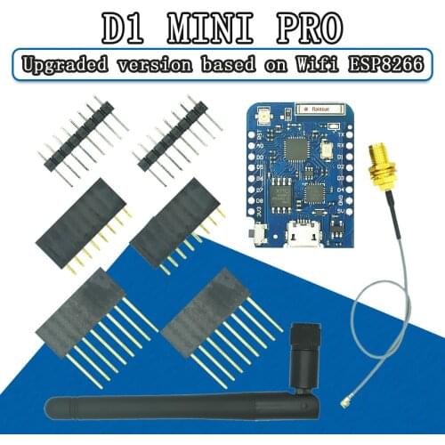 4MB WEMOS D1 Mini Pro Bytes External Antenna Connector NodeMCU Based ESP8266 ESP-8266EX CP2104 WIFI Development Board Micro USB