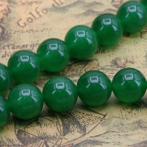 Green chalcedony round 14mm loose beads DIY stone best selling jewelry suitable making design exquisite gift 15"