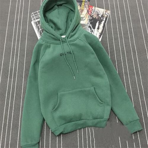2018 Spring Autumn Fashion Green Sweater Women Casual Lady Coat Long Sleeve Loose Terry Pocket Pullover Letter Clothes Female