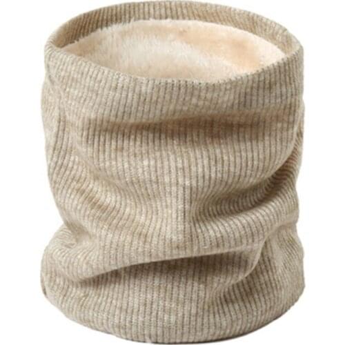 Winter cervical spine scarf unisex plus velvet thick warm pullover scarf vertical stripes solid high neck knitted collar N11