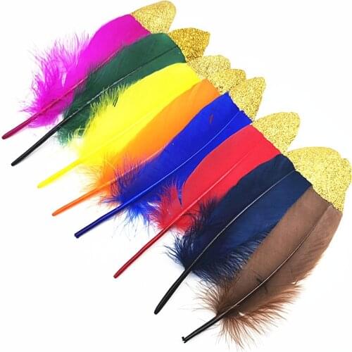 10/20pcs Gold Goose feathers plumes diy feathers for crafts decoration Hat jewelry making needlework accessories Plumas 15-20CM