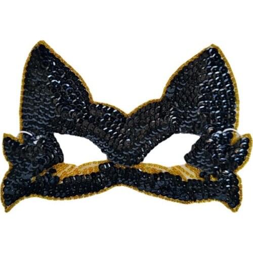10pcs Anime Cosplay Shiny Sequin Black Cat Halloween Ball Performance Party Cosplay Child Mask Girl Black Gold Pink