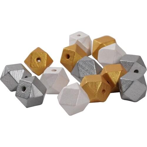 100pcs/lot 16mm Polygonal Section Prismatic Wood Beads DIY Jewelery Accessories Loose Star Anise Wooden Bead Home Decoration