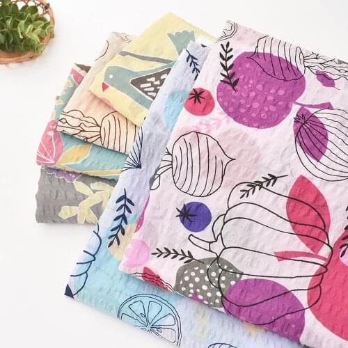 120x50cm thin cotton hand-drawn flower fruit bubble-and-yarn fabric make dress childrens clothes handmade cloth 90g/m