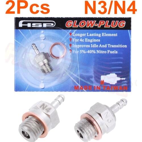 2pcs Glow Plug Spark #3 #4 N3 N4 VX SH Nitro Engine Parts Replace OS #8 RC HSP 70117 For RC Nitro Truck Buggy Redcat Traxxas