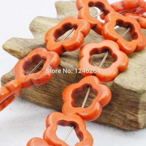 20mm Accessories Jewelry Orange Hollow Flowers Turkey Stone DIY Loose Beads Stone For Necklace Bracelet Howlite Stripe Gifts