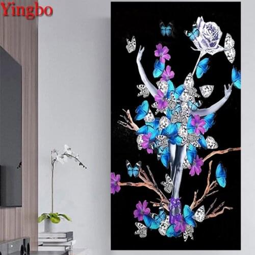 DIY Diamond Painting Abstract ballerina girl and flowers butterfly Diamond Embroidery Kit Rhinestone 3D Set Diamond Mosaic Icon