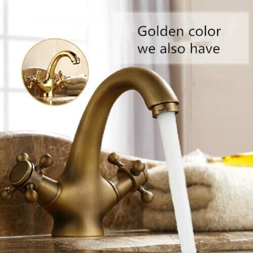 Antique Brass vessel Antique faucet bathroom waterfall vanity sink taps basin mixer tap bathroom crane